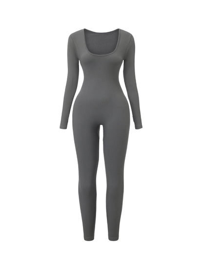 Ribbed Square Neck Jumpsuit