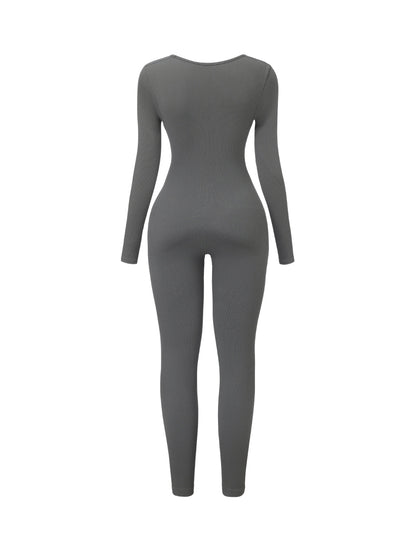 Ribbed Square Neck Jumpsuit