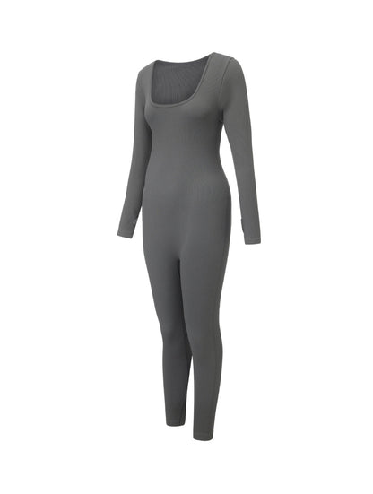 Ribbed Square Neck Jumpsuit