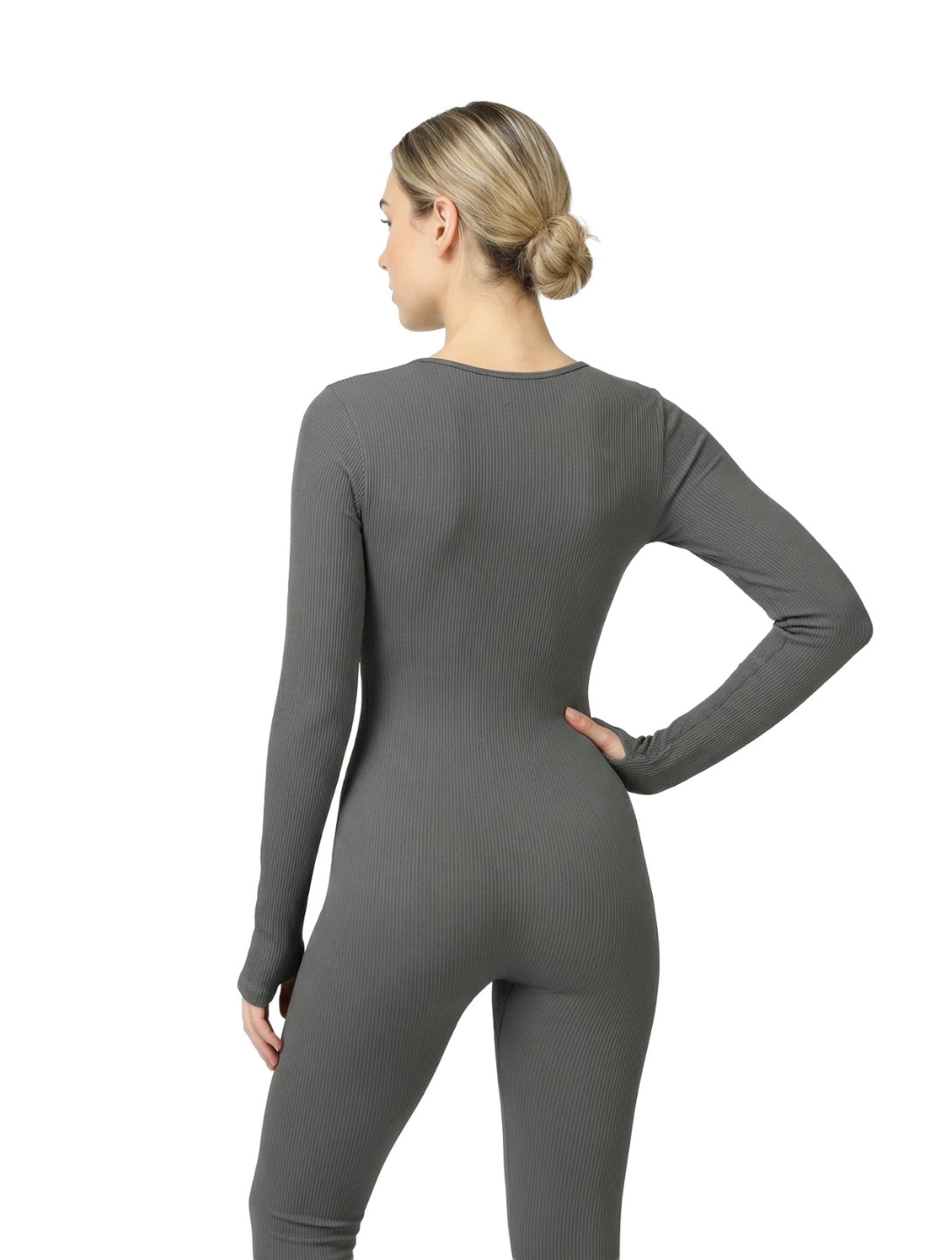 Ribbed Square Neck Jumpsuit